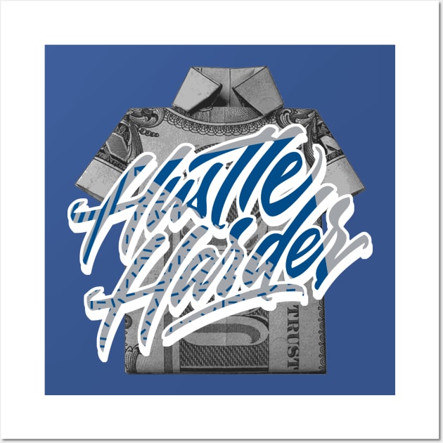 Hustle Harder True Blue Retro Wall Art by funandgames